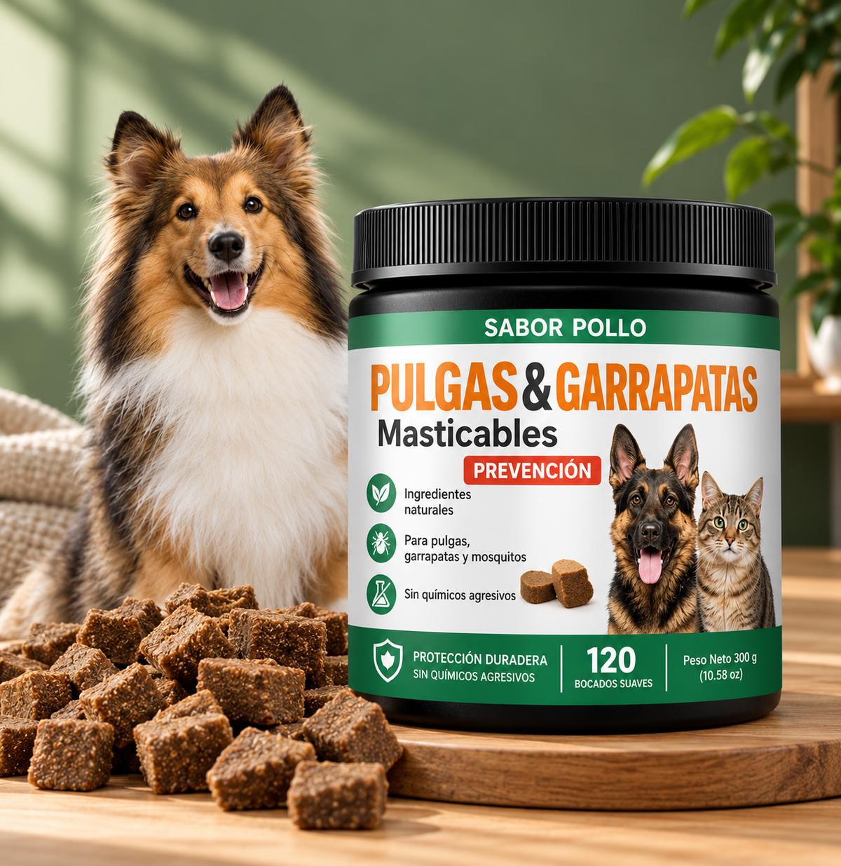 Suplemento natural para perros con picor y piel sensible, 300 g
